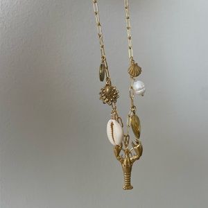 Lobster and shell charm necklace